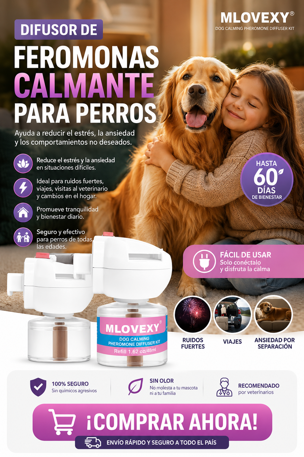 Difusor de feromonas calmante para perro